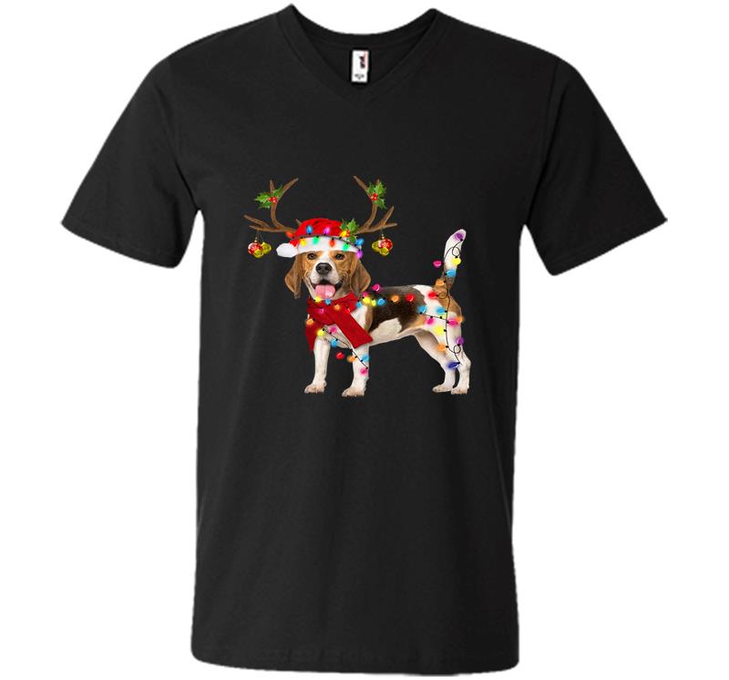 Beagle Reindeer Christmas V-Neck T-Shirt