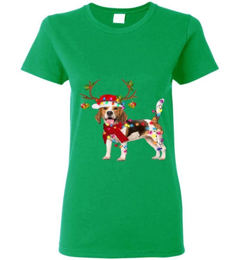 Inktee Store - Beagle Reindeer Christmas Womens T-Shirt Image
