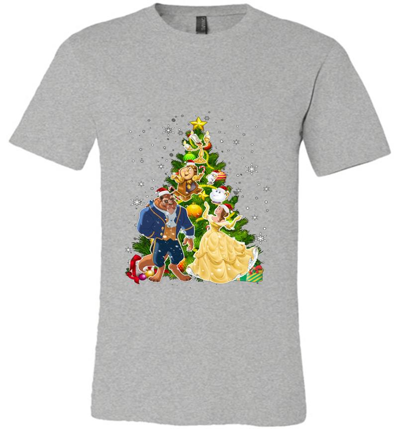 Inktee Store - Beauty And The Beast Christmas Tree Premium T-Shirt Image