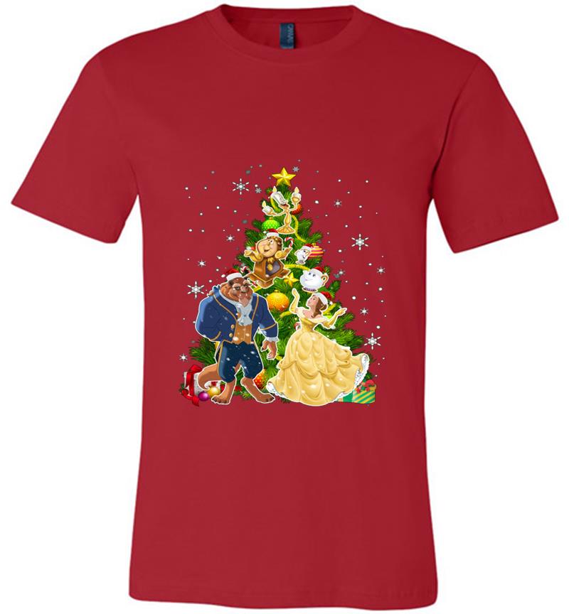 Inktee Store - Beauty And The Beast Christmas Tree Premium T-Shirt Image
