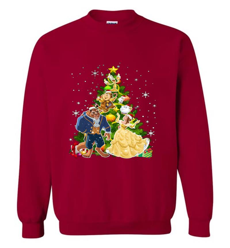 Inktee Store - Beauty And The Beast Christmas Tree Sweatshirt Image