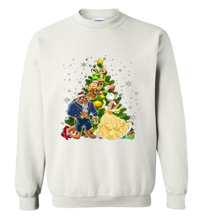 Inktee Store - Beauty And The Beast Christmas Tree Sweatshirt Image
