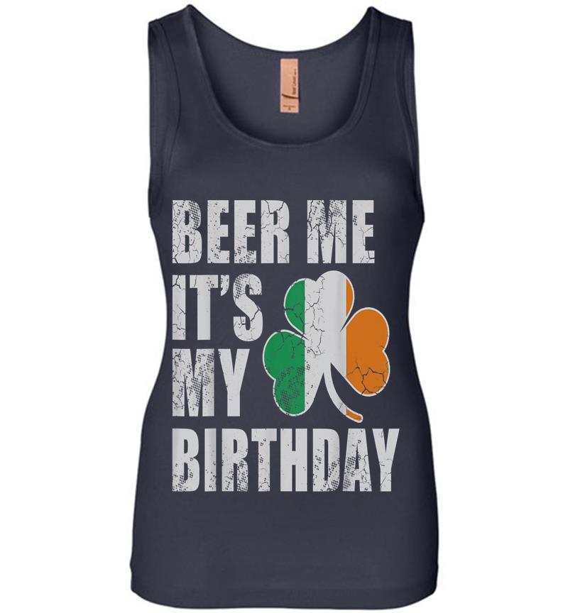 Inktee Store - Beer Me It'S My Birthday St Patricks Day Irish Womens Jersey Tank Top Image