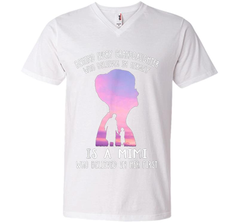 Inktee Store - Behind Every Granddaughter Who Believes In Herself Is A Mimi V-Neck T-Shirt Image