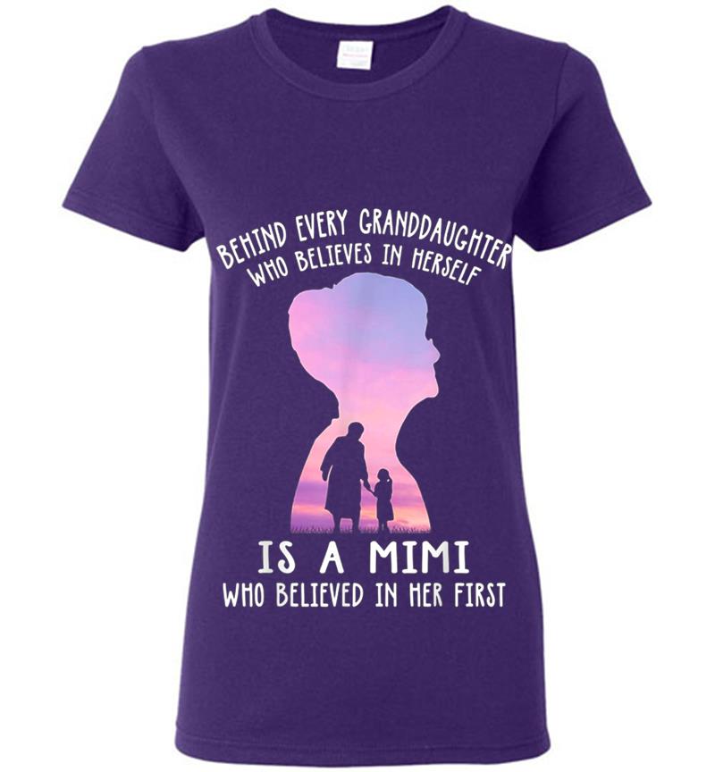 Inktee Store - Behind Every Granddaughter Who Believes In Herself Is A Mimi Womens T-Shirt Image