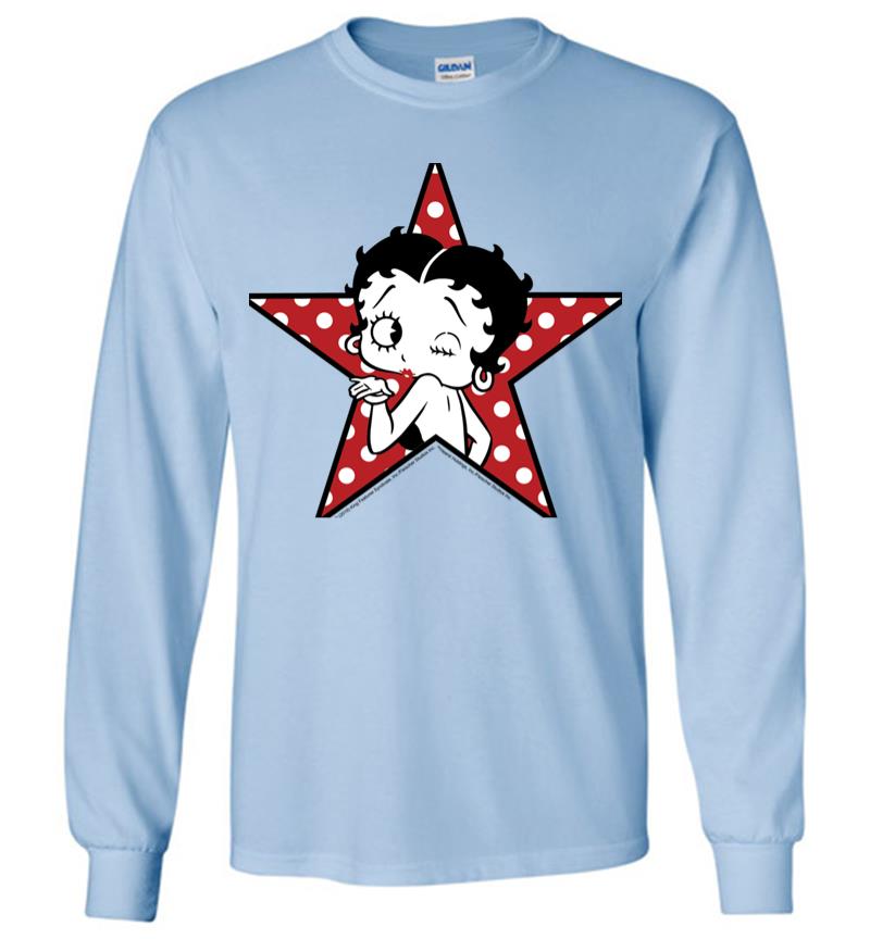 Inktee Store - Betty Boop Betty Blowing Kiss Star Long Sleeve T-Shirt Image