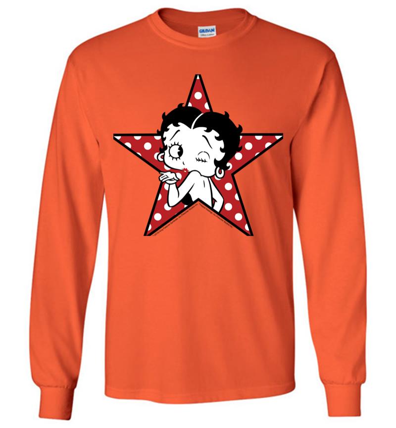 Inktee Store - Betty Boop Betty Blowing Kiss Star Long Sleeve T-Shirt Image