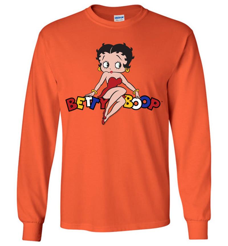 Inktee Store - Betty Boop Betty Sitting On Logo Long Sleeve T-Shirt Image