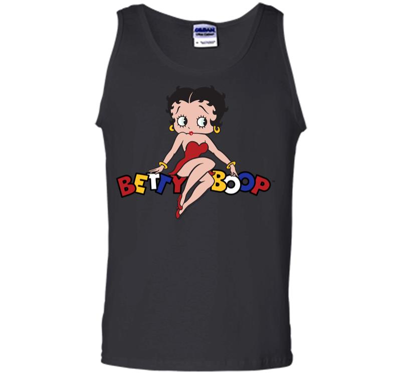 Betty Boop Betty Sitting on Logo Men Tank Top