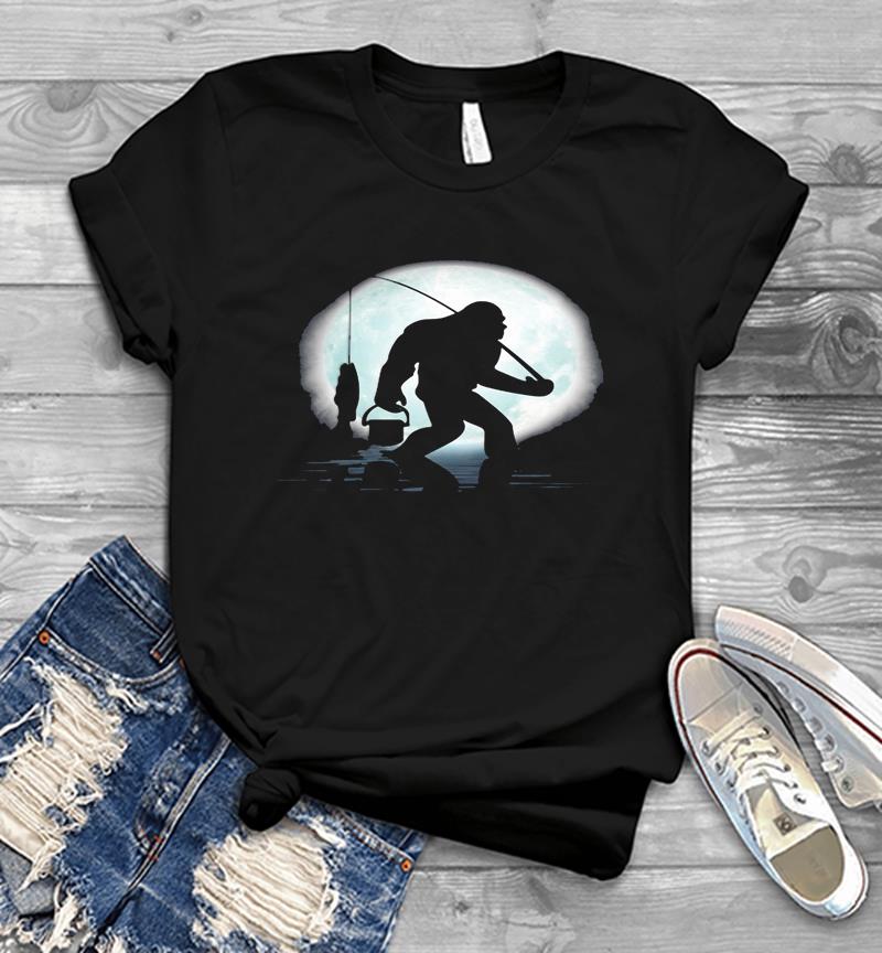 Bigfoot Fishing The Moon Mens T-Shirt