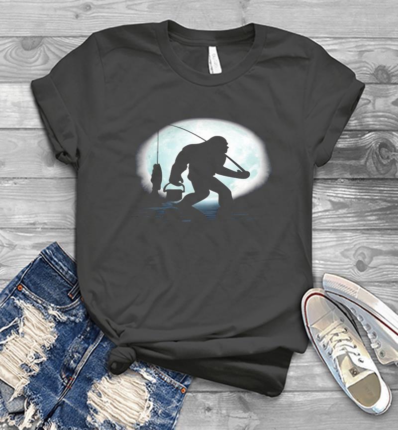 Inktee Store - Bigfoot Fishing The Moon Mens T-Shirt Image