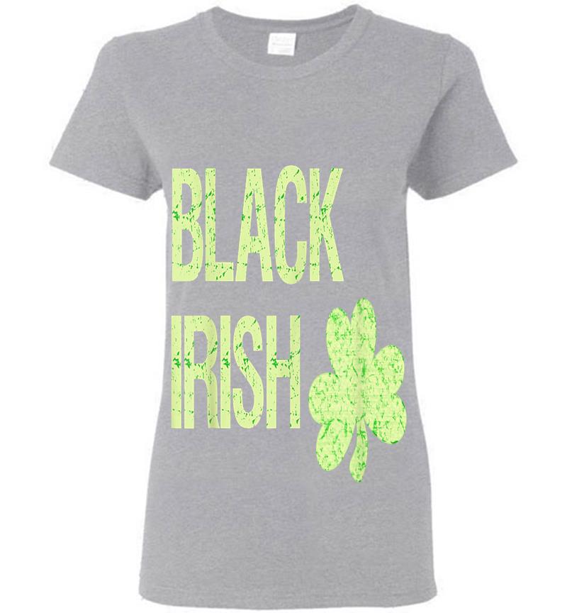 Inktee Store - Black Irish St. Patrick'S Day With Shamrock Womens T-Shirt Image