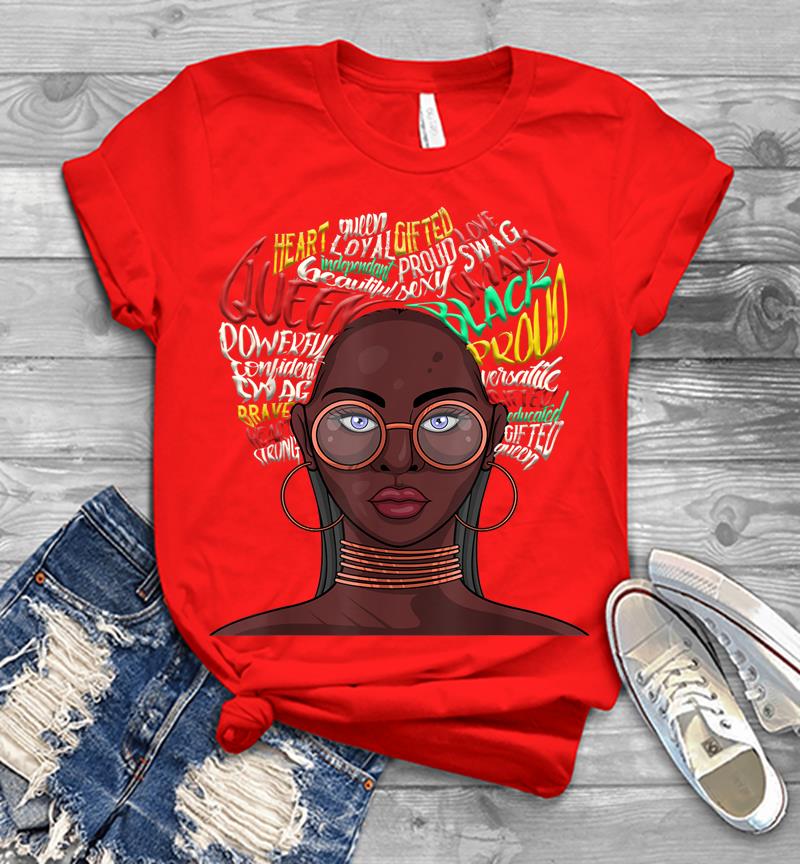 Inktee Store - Black Queen For African American Natural Afro Mens T-Shirt Image
