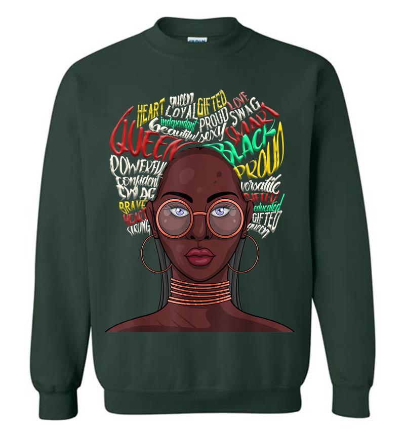 Inktee Store - Black Queen For African American Natural Afro Sweatshirt Image