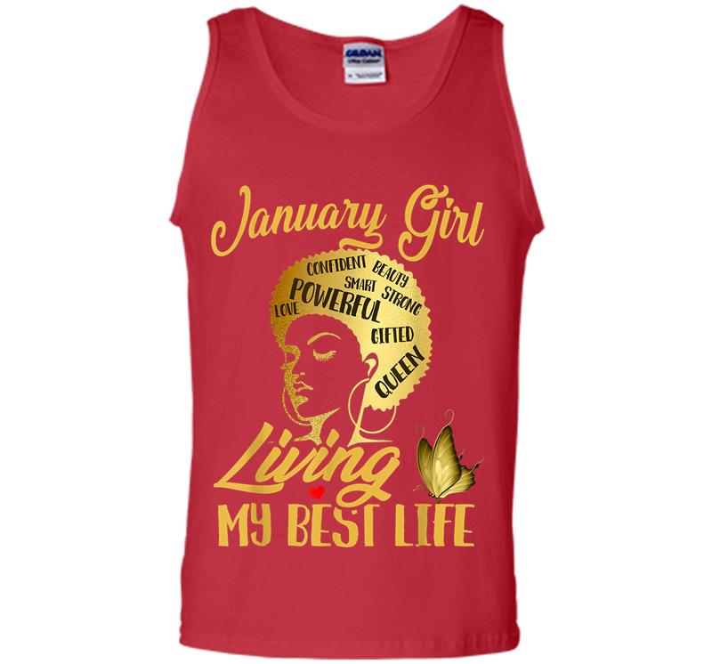 Inktee Store - Black Queen Was Born In January Living My Best Life Mens Tank Top Image