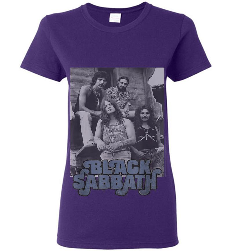 Inktee Store - Black Sabbath Official B&Amp;W Band Photo Womens T-Shirt Image