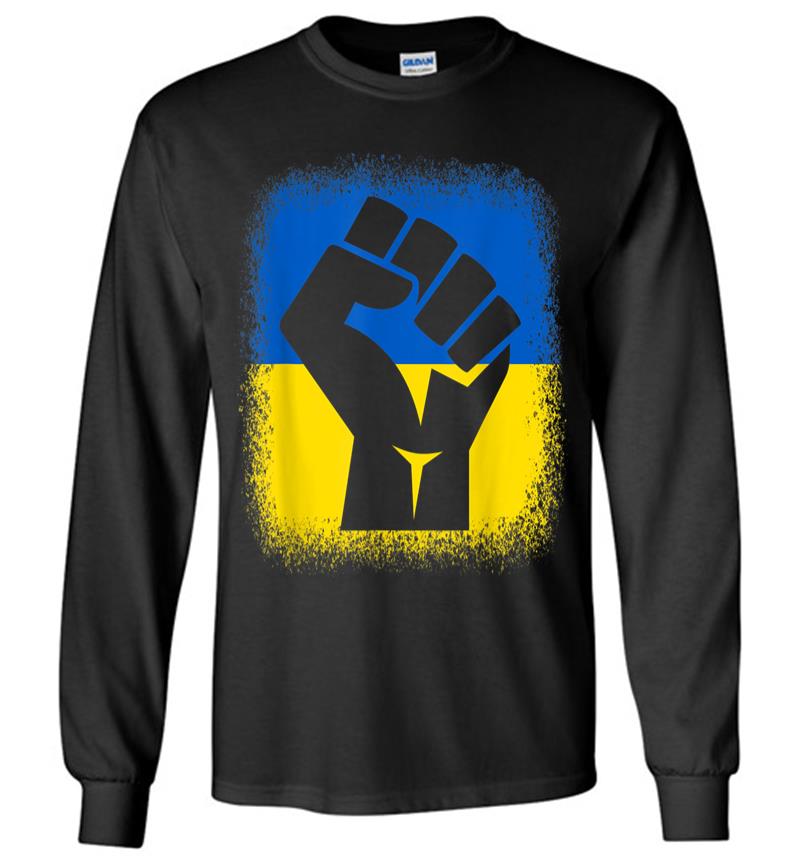 Bleached Shirts Fist Flag I Stand With Ukraine Solidarity Long Sleeve T-shirt