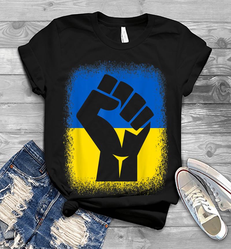 Bleached Shirts Fist Flag I Stand With Ukraine Solidarity Men T-Shirt
