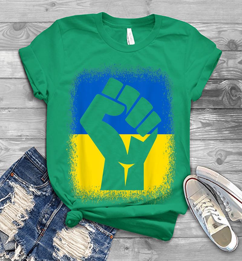 Inktee Store - Bleached Shirts Fist Flag I Stand With Ukraine Solidarity Men T-Shirt Image