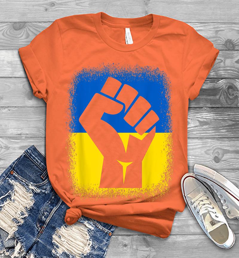 Inktee Store - Bleached Shirts Fist Flag I Stand With Ukraine Solidarity Men T-Shirt Image