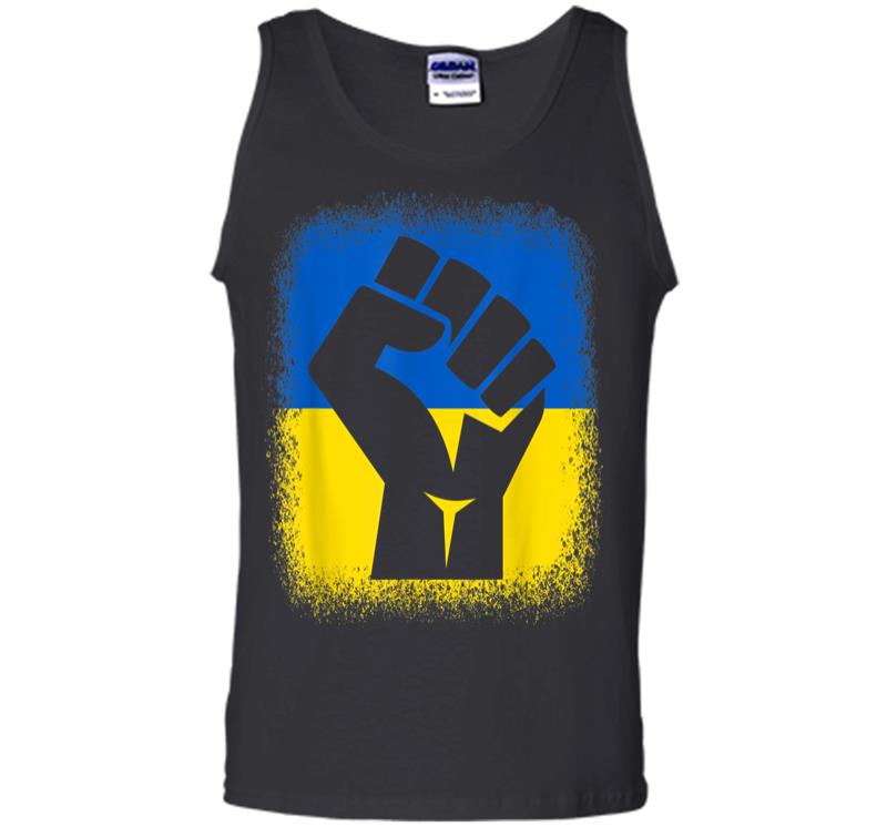 Bleached Shirts Fist Flag I Stand With Ukraine Solidarity Men Tank Top