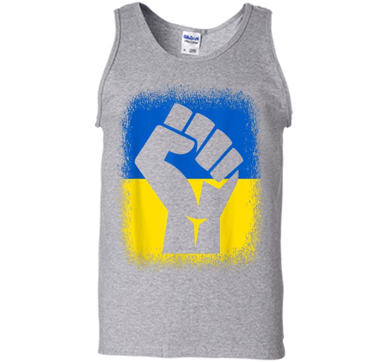 Inktee Store - Bleached Shirts Fist Flag I Stand With Ukraine Solidarity Men Tank Top Image