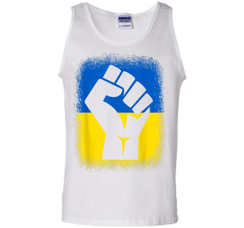 Inktee Store - Bleached Shirts Fist Flag I Stand With Ukraine Solidarity Men Tank Top Image