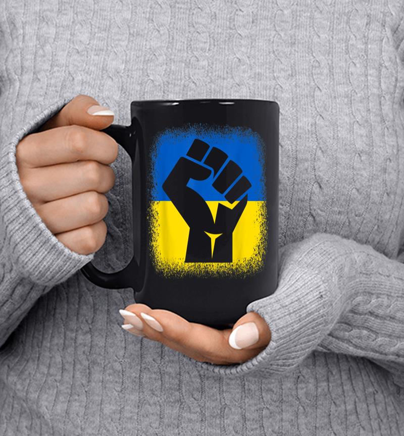 Bleached Shirts Fist Flag I Stand With Ukraine Solidarity Mug
