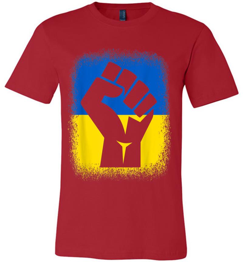 Inktee Store - Bleached Shirts Fist Flag I Stand With Ukraine Solidarity Premium T-Shirt Image