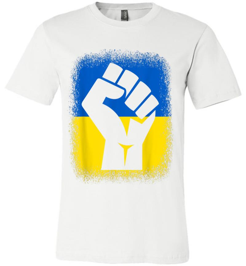 Inktee Store - Bleached Shirts Fist Flag I Stand With Ukraine Solidarity Premium T-Shirt Image