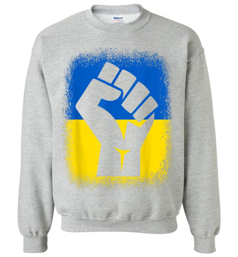 Inktee Store - Bleached Shirts Fist Flag I Stand With Ukraine Solidarity Sweatshirt Image