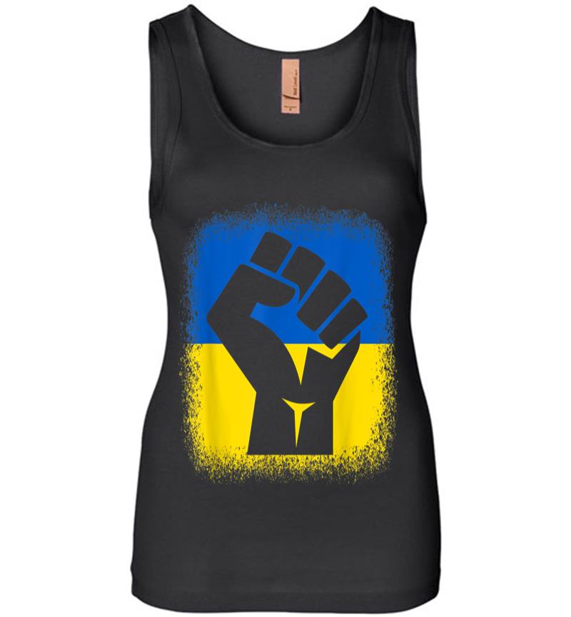 Bleached Shirts Fist Flag I Stand With Ukraine Solidarity Women Jersey Tank Top