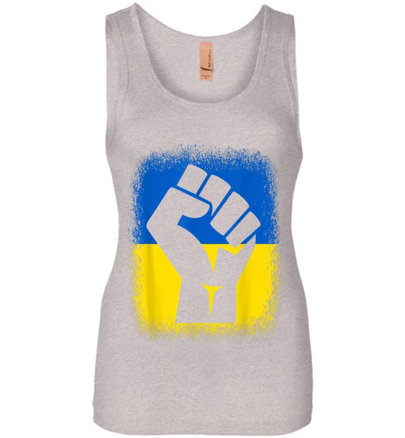 Inktee Store - Bleached Shirts Fist Flag I Stand With Ukraine Solidarity Women Jersey Tank Top Image