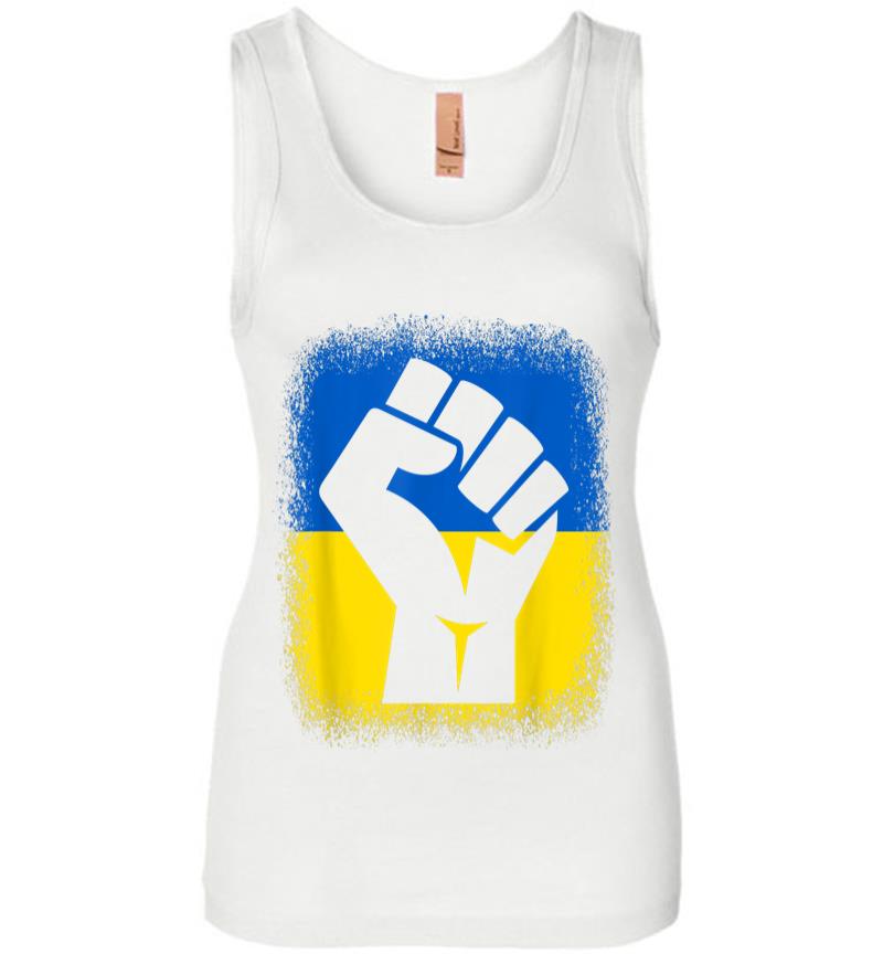 Inktee Store - Bleached Shirts Fist Flag I Stand With Ukraine Solidarity Women Jersey Tank Top Image