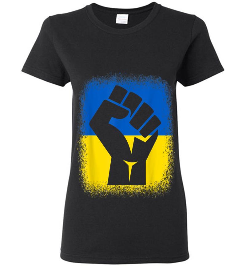 Bleached Shirts Fist Flag I Stand With Ukraine Solidarity Women T-shirt