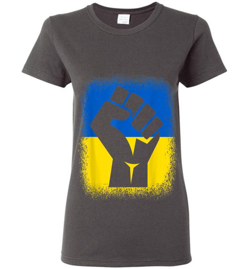 Inktee Store - Bleached Shirts Fist Flag I Stand With Ukraine Solidarity Women T-Shirt Image