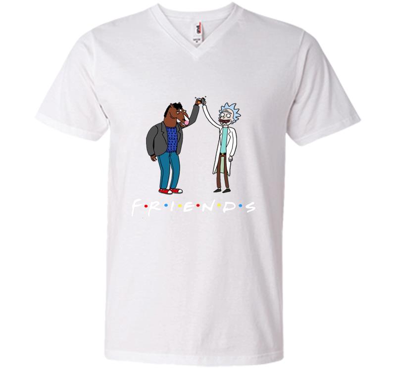 Inktee Store - Bojack Horseman And Rick Morty Is Friends Tv Show V-Neck T-Shirt Image