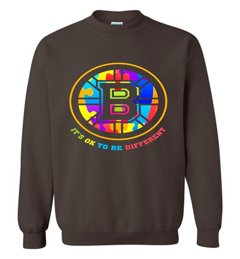 Inktee Store - Boston Bruins Autism Its Ok To Be Different Sweatshirt Image