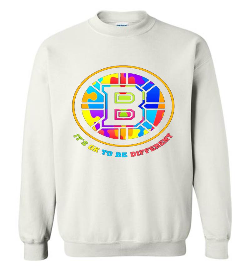 Inktee Store - Boston Bruins Autism Its Ok To Be Different Sweatshirt Image