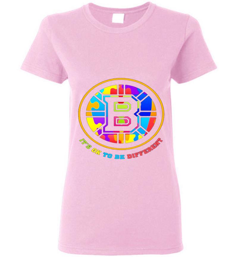 Inktee Store - Boston Bruins Autism Its Ok To Be Different Womens T-Shirt Image