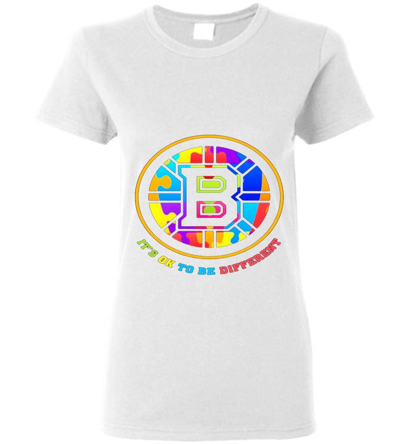 Inktee Store - Boston Bruins Autism Its Ok To Be Different Womens T-Shirt Image