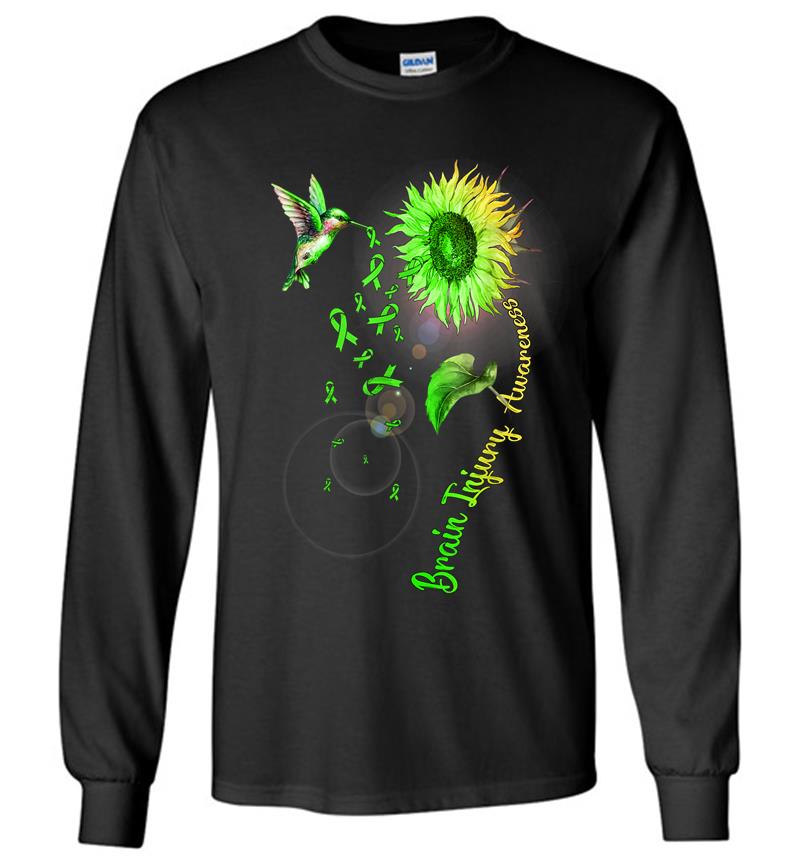 Brain Injury Sunflower Hummingbird Long Sleeve T-shirt