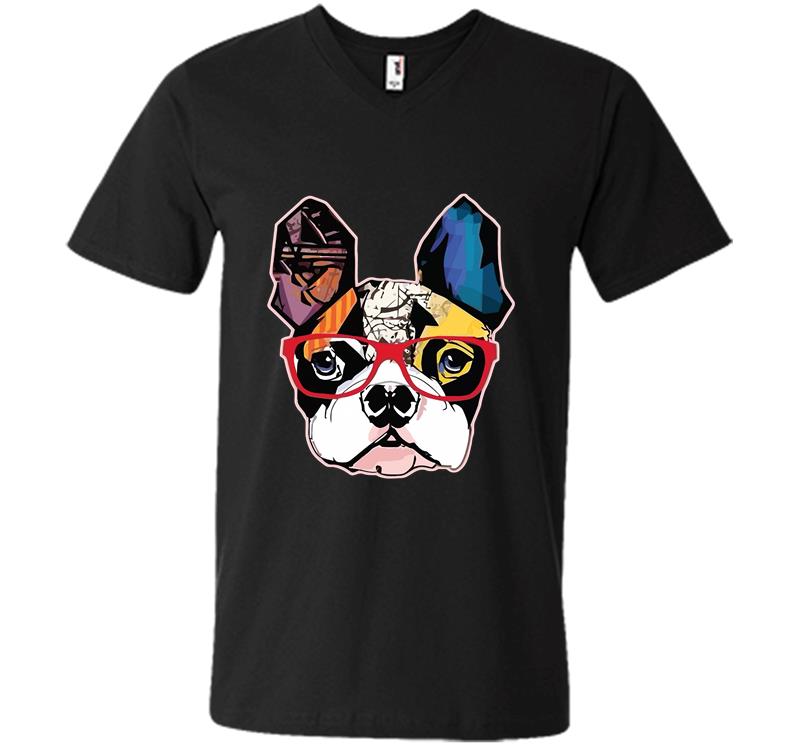 Bulldog Art V-neck T-shirt
