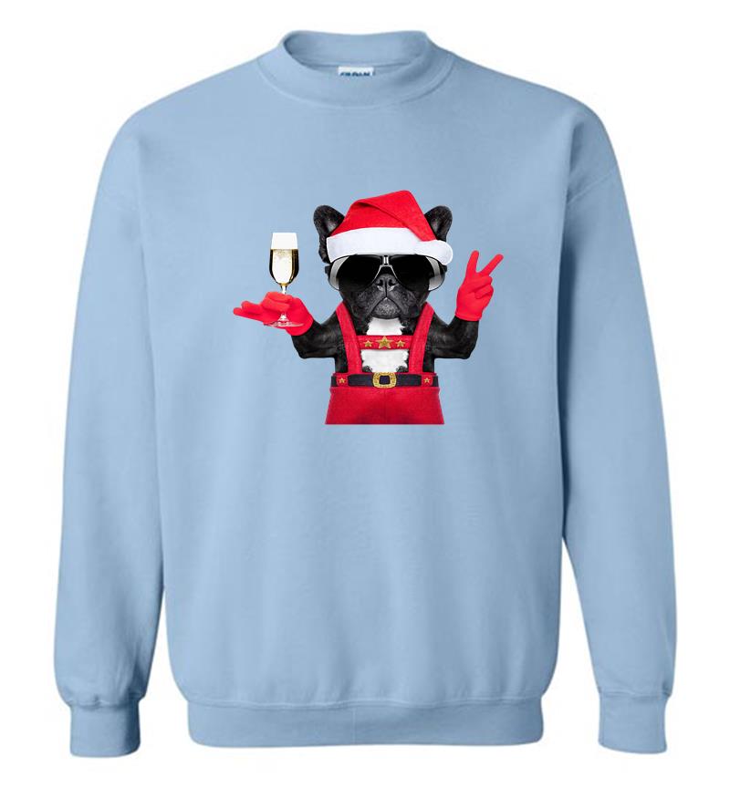 Inktee Store - Bulldog Deapool Santa Wine Christmas Sweatshirt Image