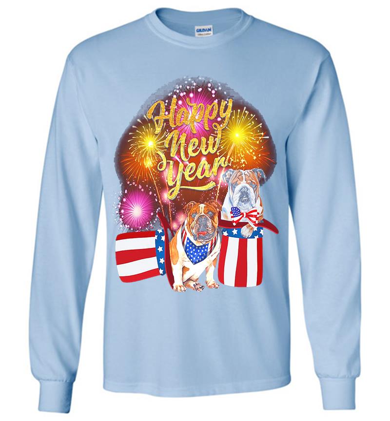 Inktee Store - Bulldog Happy New Year Long Sleeve T-Shirt Image
