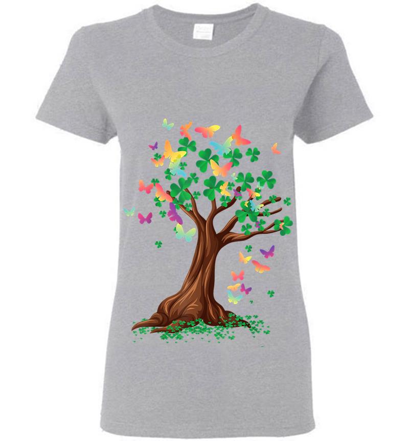 Inktee Store - Butterflies Tree Awesome In St. Patrick'S Day Womens T-Shirt Image