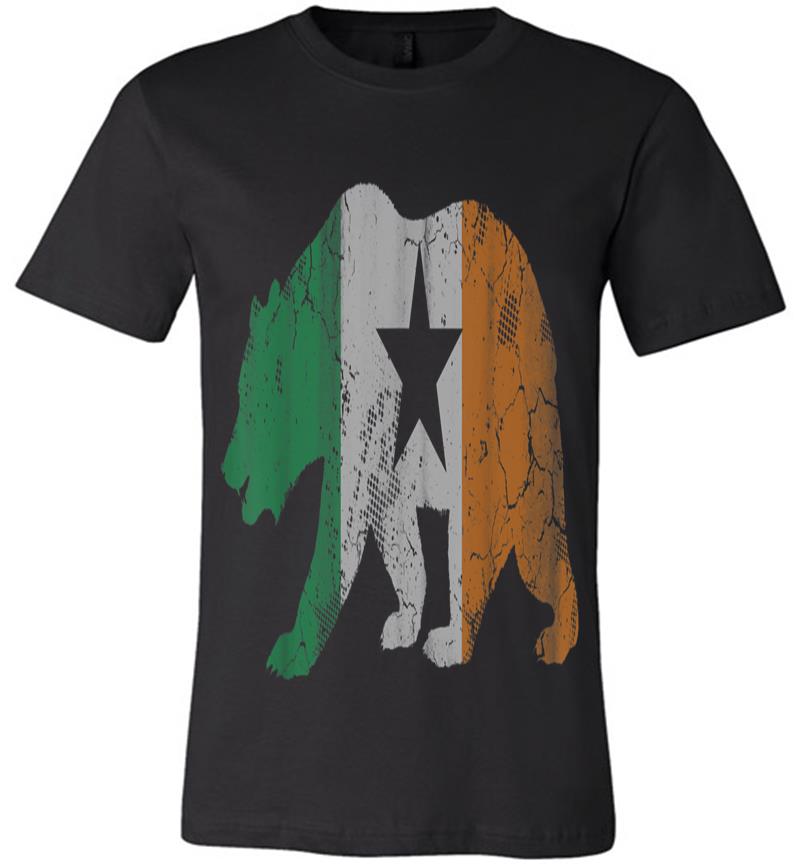 Inktee Store - California Bear Flag Irish Shamrock St Patricks Day Premium T-Shirt Image