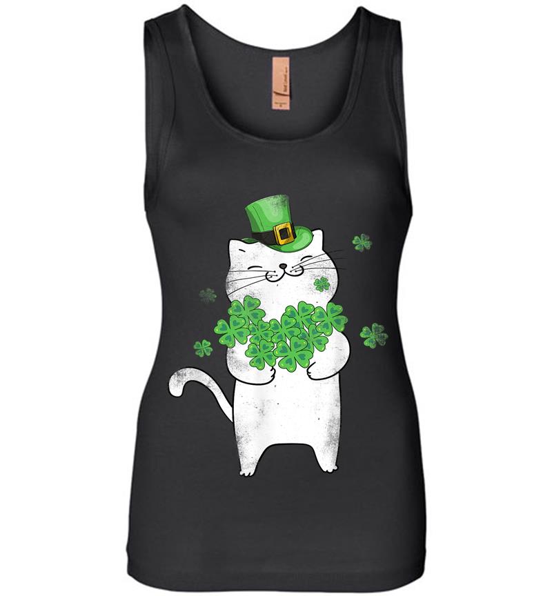 Cat Leprechaun Cat Lover Shamrock St Patrick'S Day Womens Jersey Tank Top