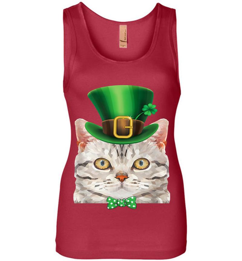 Inktee Store - Cat Leprechaun St Patricks Day Kitty Kitten S Womens Jersey Tank Top Image