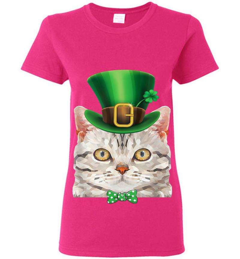 Inktee Store - Cat Leprechaun St Patricks Day Kitty Kitten S Womens T-Shirt Image